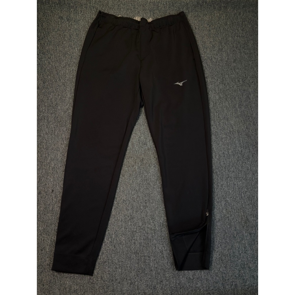 Mizuno Mens Tapered‎ Training Pants Black Ankle Zip Athletic Joggers Size L